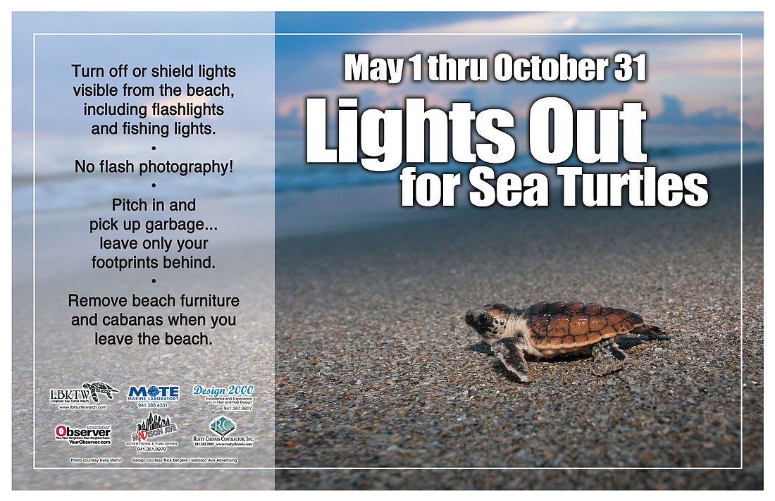 Longboat Key Turtle WatchÃ¢â‚¬â„¢s 2013 poster offers turtle-nesting season guidelines. Courtesy photo.