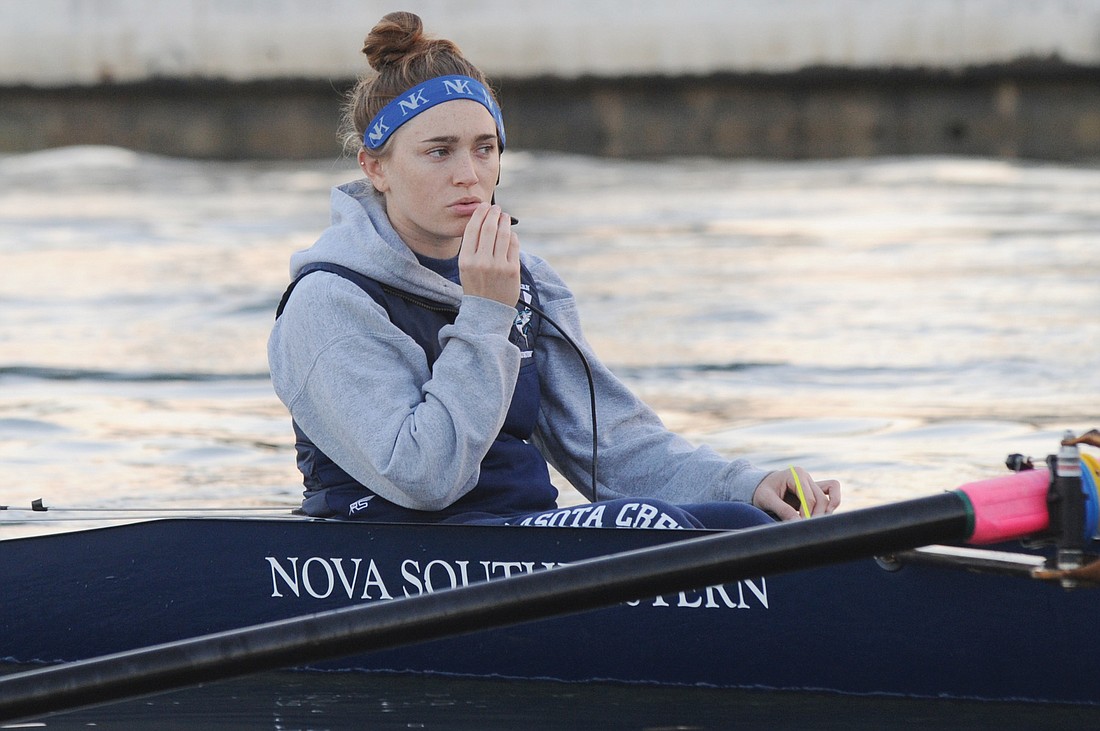 Sarasota graduate Courtney Berger has raced the course at Nathan Benderson Park four times since joining the Nova Southeastern University crew team three years ago. Courtesy of Nova Southeastern University.