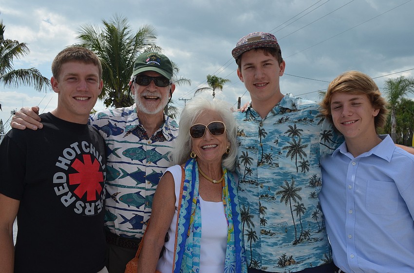 Dennis and Graci McGillicuddy with their grandsons Johnny, Rowland and Ikie Evans.