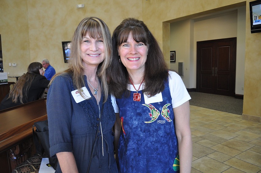 Sunny Borden, a Sarasota native and honorable mention in the unscripted category, with Lisa Potocar, who came from Upstate New York to accept her grand prize for Sweet Glory, a story pitch based on her novel of the same name.