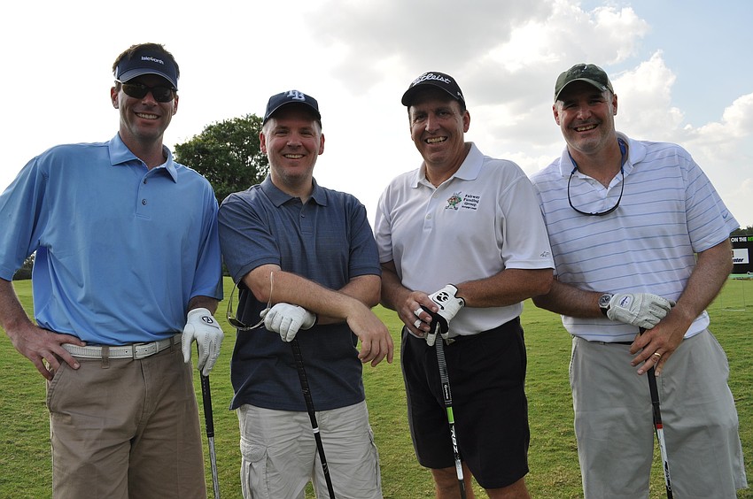 Steve Scheve of Arthrex; Patrick Wright of the Payton Wright Foundation; and Mark Pascarella and Gris Bettle of the Fairway Funding Group, an event sponsor