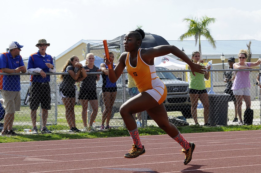 Gyriah Buchanan led off Sarasota Highâ€™s 4x100 relay.