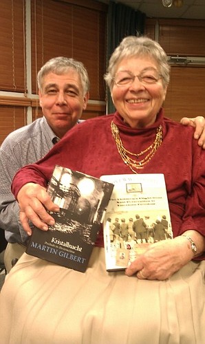 Longboat Key resident David Milberg posed with his mother, Helga, at the Jewish Community Center in Tucson, Ariz., where she gave a speech in April 2012 about Kristallnacht. Courtesy photo.