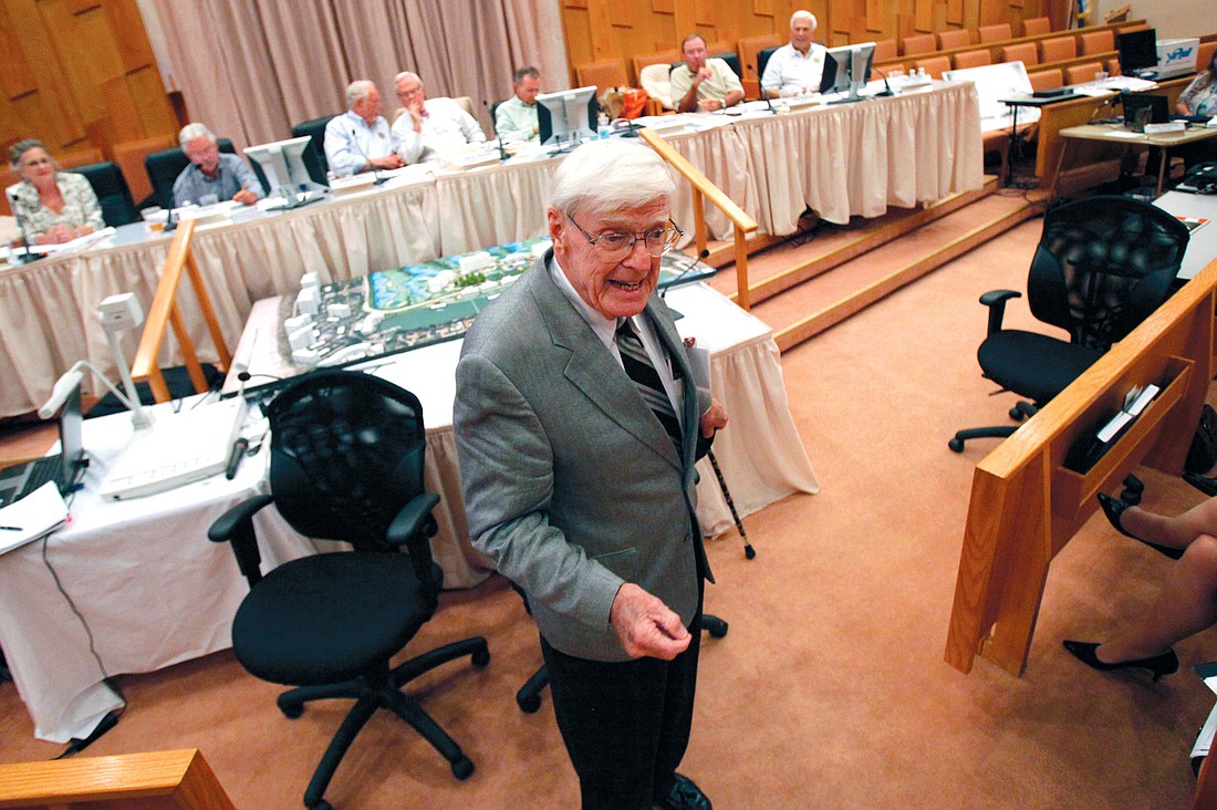 Jim Greer drew laughter from the crowd at the Longboat Key Club & Resort's hearings in June 2010. File photo.