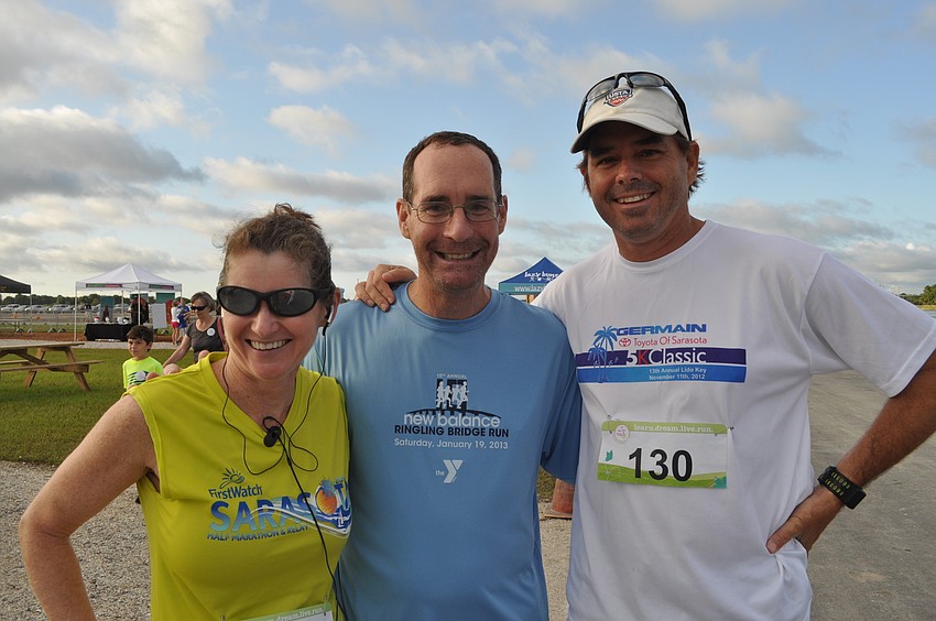 Veteran marathoners Betsy and Peter Laughlin and James Williamson