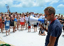 Jonathan Poyner addresses the crowd.