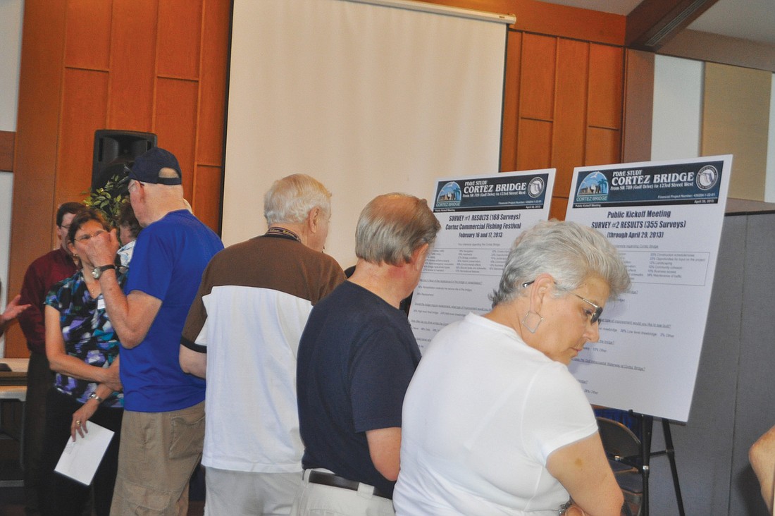 Attendees viewed the latest results of public surveys about the future of Cortez Bridge.