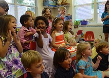 Kids get pumped to go outside and play games after they graduated from preschool.