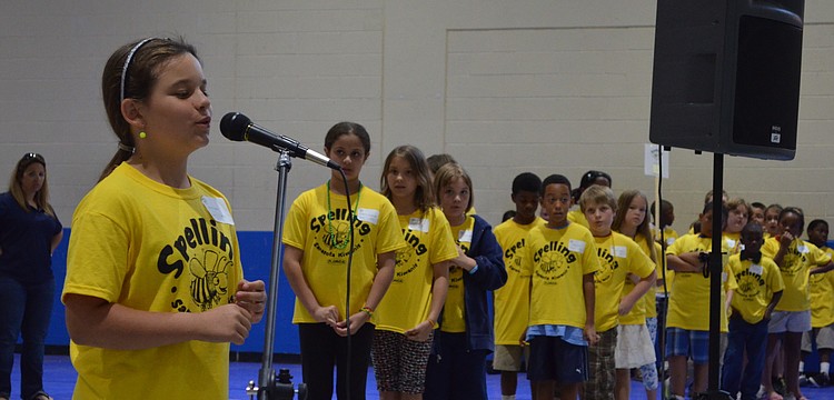 Fourth grader Skyy Lind faces the judges.