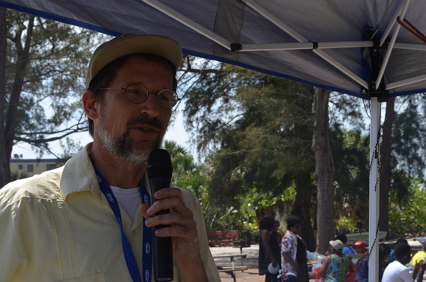 Johannes Werner of Sarasota-Manatee Transit Group tells community members about expanding transit through the city.