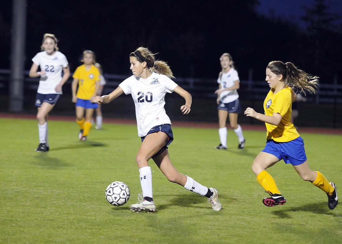 Juliet Onufrak maneuvers around a defender during one of her final games at ODA. File photo.