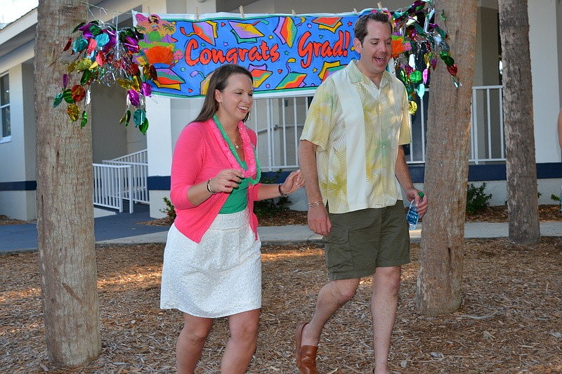Second grade teachers Stephanie Burns and Sean McDonald