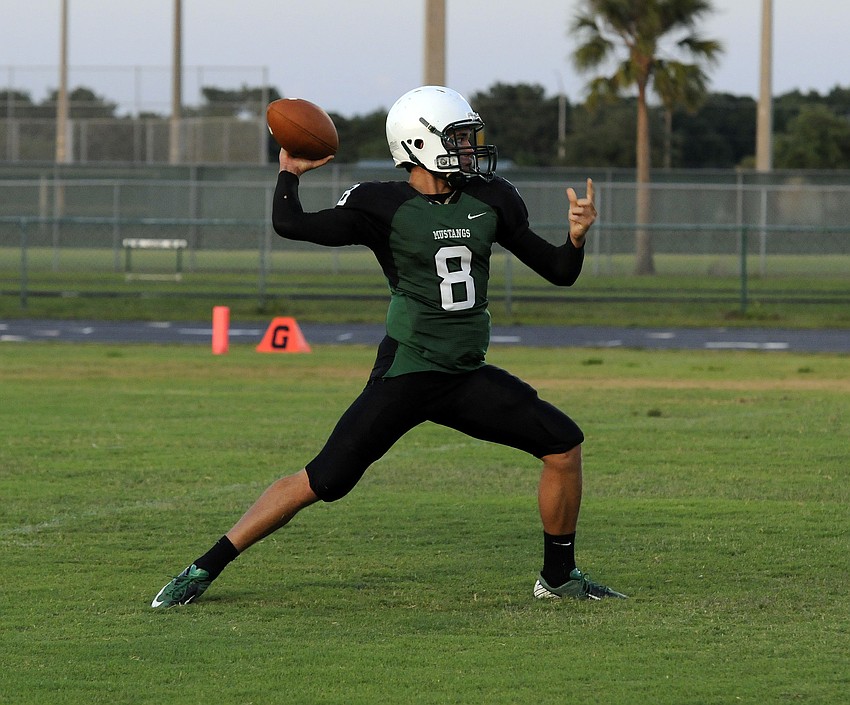 Lakewood Ranch quarterback Chad Rex attempts a pass in the second quarter.