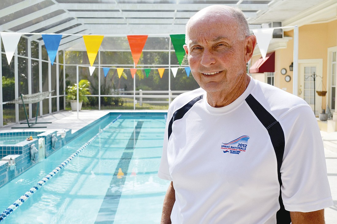 Dr. Burwell "Bumpy" Jones swims in his home lap pool to train and clear his mind.