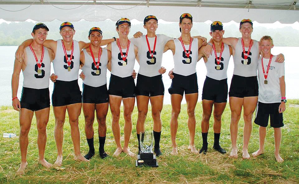 The Sarasota Crew Men's Varsity 8+ team won the clubÃ¢â‚¬â„¢s first national gold medal, during the USRowing Youth National Championships. It placed second last year. Courtesy photos.