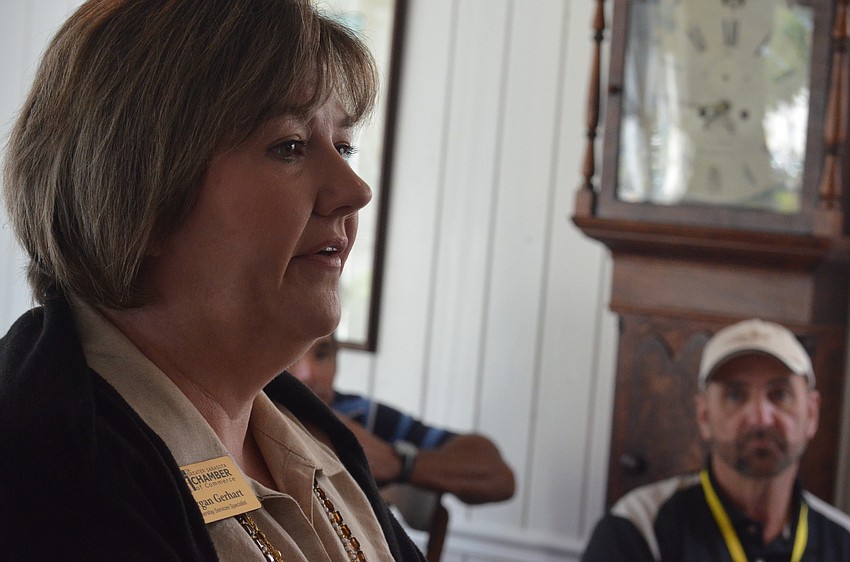 Morgan Gerhart encourages members to catch up.