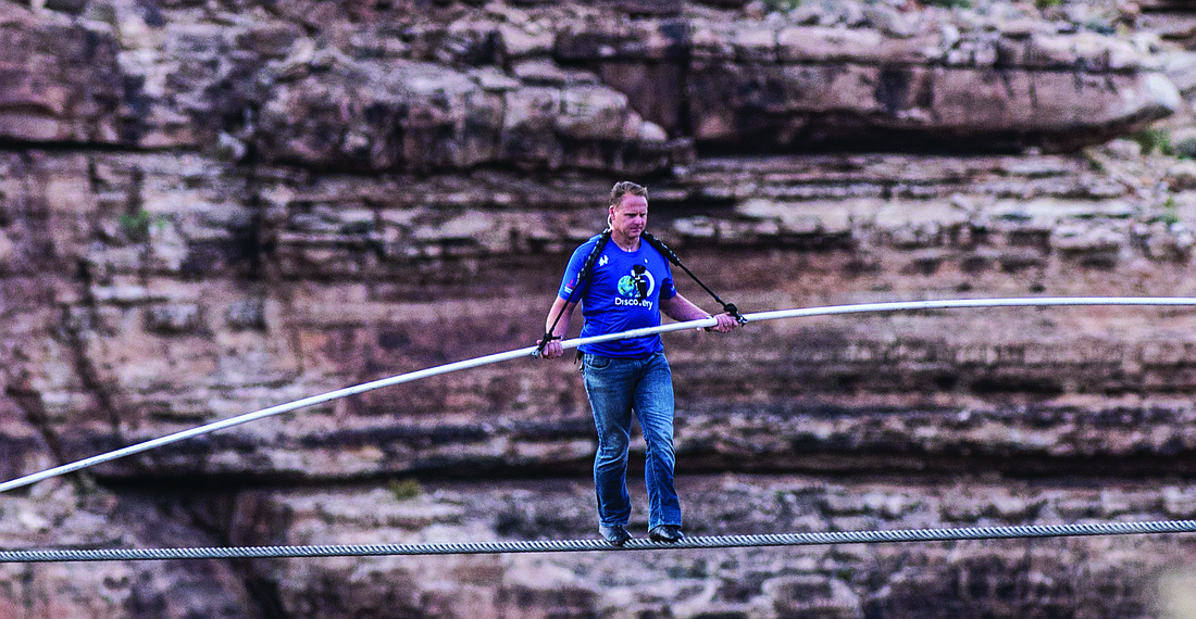 Nik Wallenda successfully crossed the Grand Canyon in just under 23 minutes, Sunday, June 23. Photo courtesy of Cliff Roles