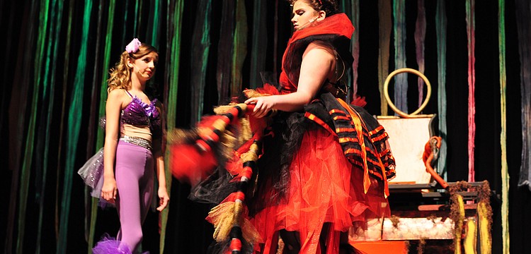 Ursula, portrayed by Olivia LaFemina, right, convinces Ariel, portrayed by Skylar Homan, to give up her voice for a chance to be a human.