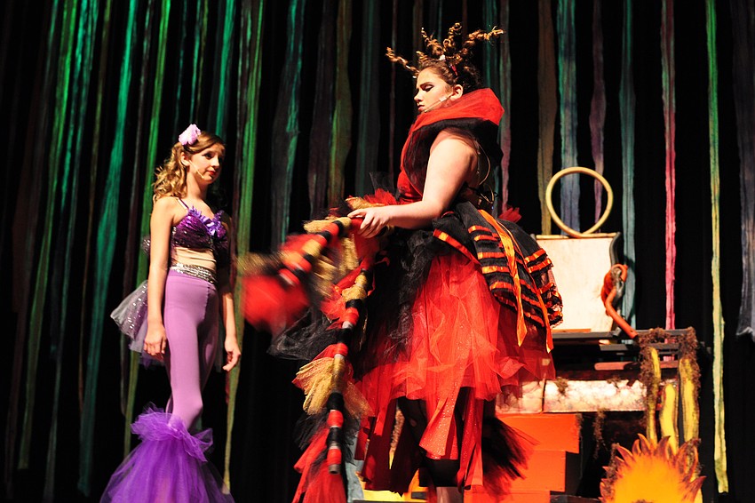Ursula, portrayed by Olivia LaFemina, right, convinces Ariel, portrayed by Skylar Homan, to give up her voice for a chance to be a human.