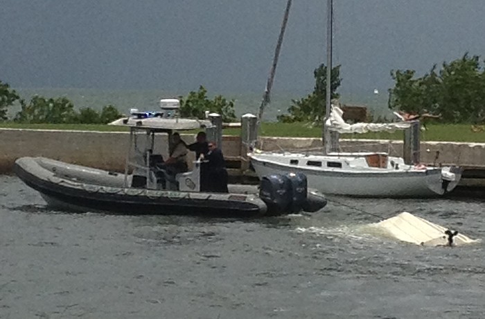 Sarasota Police investigate a boating accident Sunday, June 30, near the 10th Street boat ramp.