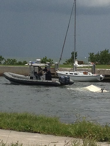 Sarasota Police investigate a boating accident Sunday, June 30, near the 10th Street boat ramp.
