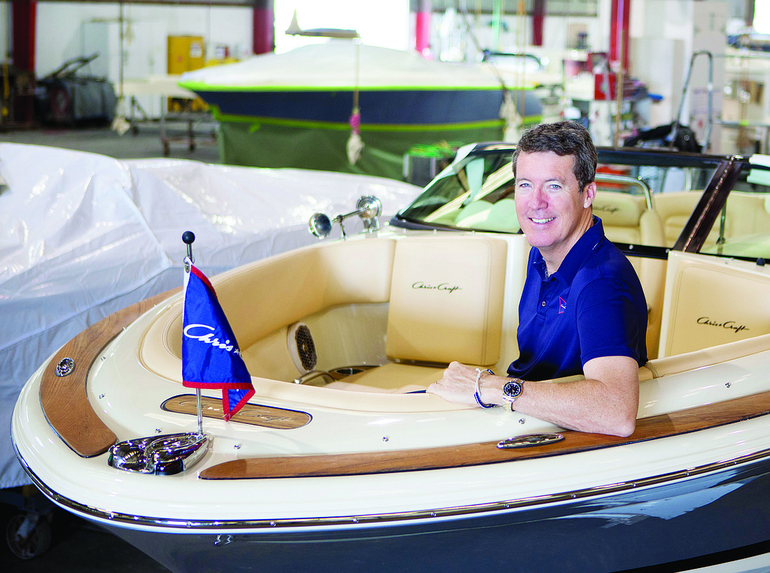 Stephen Heese has been with Manatee County-based boat manufacturer Chris-Craft Corp. since 2001, when he and a fellow Harvard Business School classmate, Stephen Julius, bought the firm out of bankruptcy. Photo by Mark Wemple.