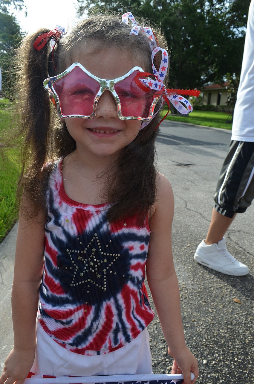 Madison Anderson, 4, shows off her patriotic spirit with her super cool sunglasses.