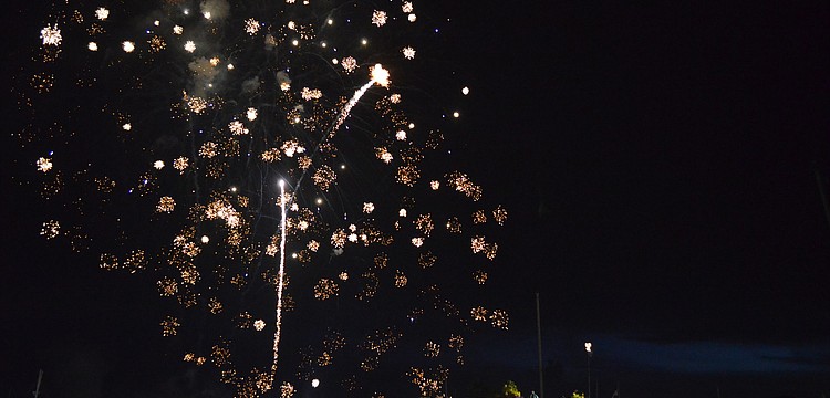 Thousands of people watched fireworks over Sarasota Bay at Bayfront Park.