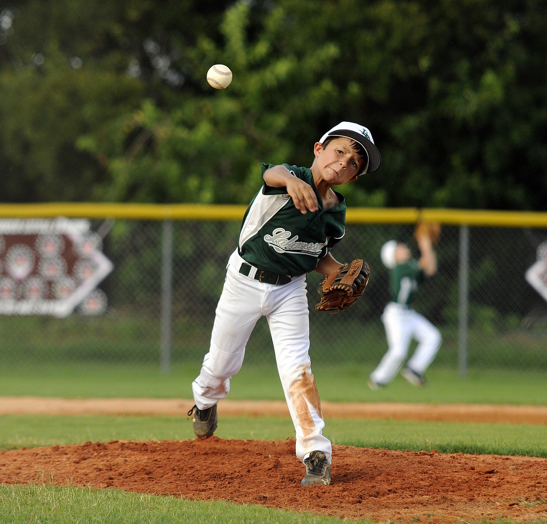 Lakewood Ranch Little League pitcher Connor Shine helps lead the 9/10 All-Stars to a District 26 championship July 5.