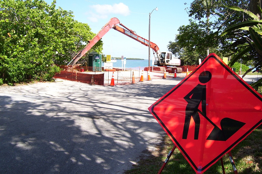 Construction on the boat ramp began in May. (Courtesy Town of Longboat Key)