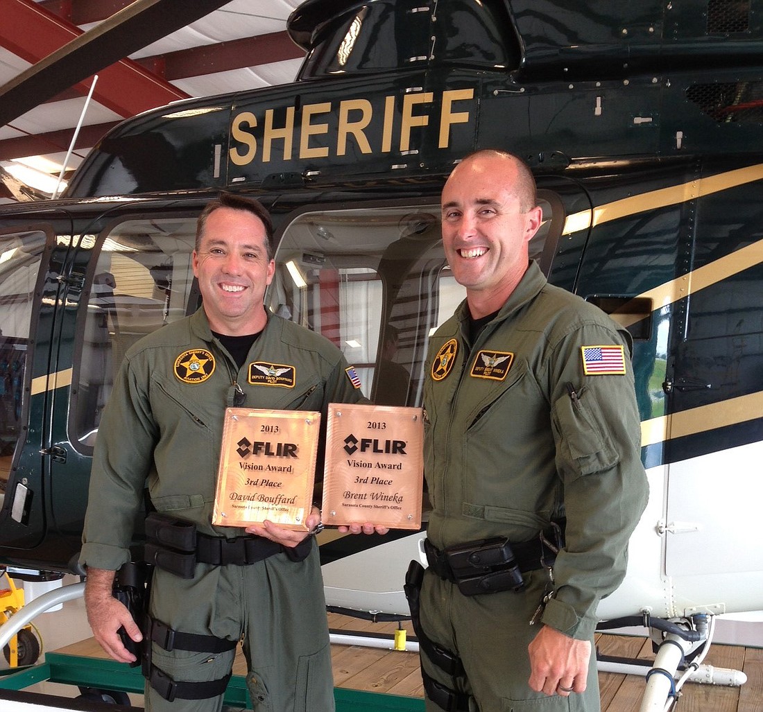 Pilots for the Sarasota SheriffÃ¢â‚¬â„¢s aviation unit were recognized in a national competition for their outstanding use of infrared imaging in the successful 2012 apprehension of robbery suspects.
