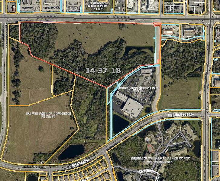 A 29-acre parcel of land on Clark Road (outlined in red) recently sold for $5.5 million Ã¢â‚¬â€ more than $2 million greater than the 2011 transaction of the parcel.
