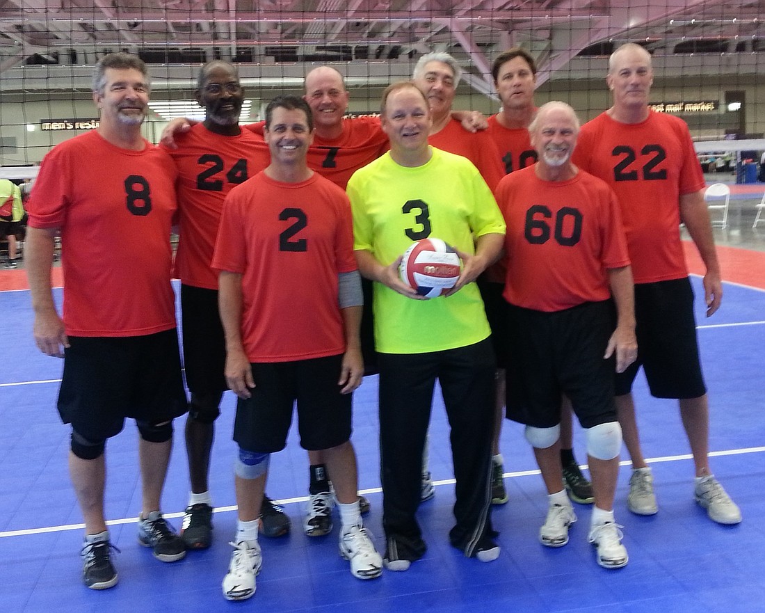 Florida's menÃ¢â‚¬â„¢s 50+ volleyball team. Photo courtesy Craig Wolfe