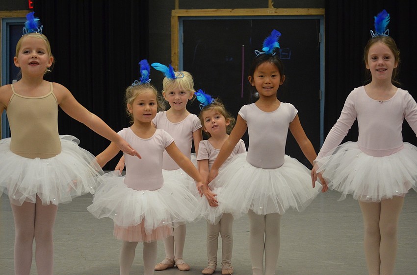 Sienna Steiner, 6, Elise Settini, 3, Emma Kleppinger, 4, Rory Wagner, 3, Roselyn Wagner, 6, and Siena Cook, 6, rehearse their dance one last time before showing parents what they learned.