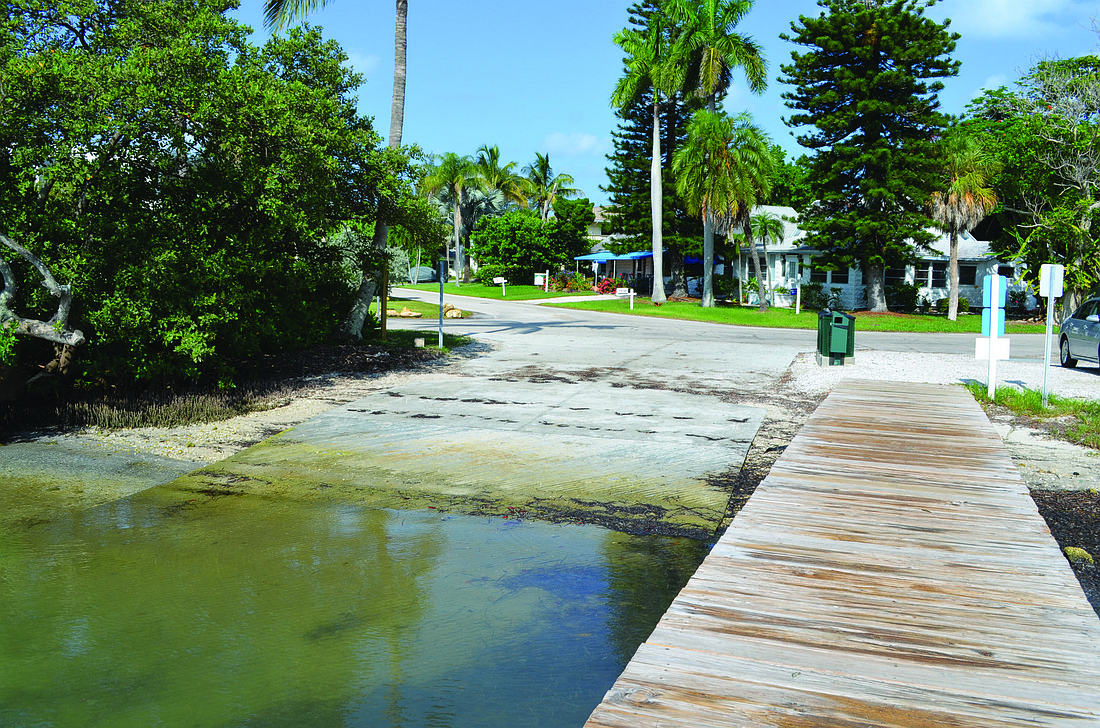 The town's only public boat ramp was extended 10 feet into the water because boaters complained that their trailers were falling into the bay when they attempted to back their larger boats into the water.