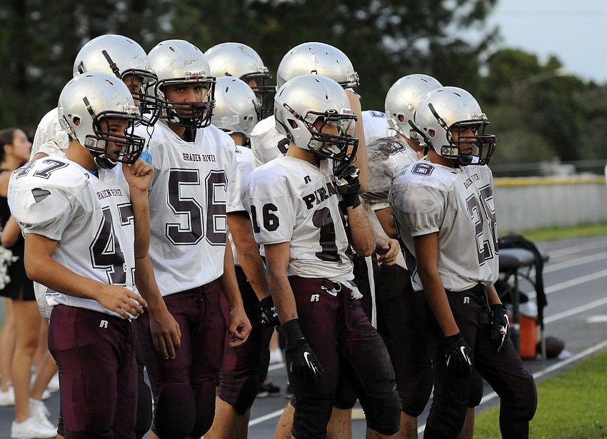 The Braden River JV squad played the first quarter of the Pirates Kickoff Classic at Pinellas Park