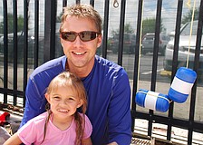 Nora and Matthew Supernaw relaxed in the shade.
