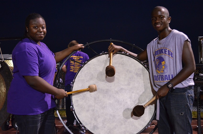 Booker High School senior Elaina James and freshman Bilooshey Nelson are in the Booker High School auxiliary.