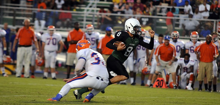Lakewood Ranch quarterback Chad Rex scored five rushing touchdowns on the night. He also threw for a score.