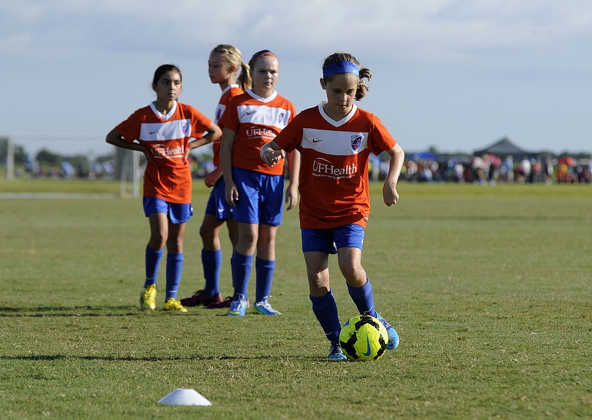 Ten-year-old Zoe Lammers warms up before Gainesville Soccer Allianceâ€™s game versus the Lakewood Ranch Chargers.