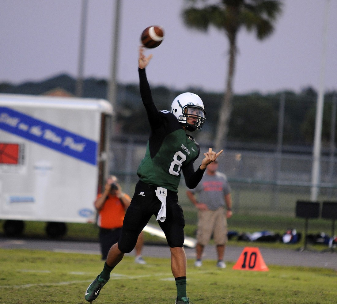 Lakewood Ranch quarterback Chad Rex threw an 85-yard touchdown in the Mustangs loss to Tampa Jesuit.