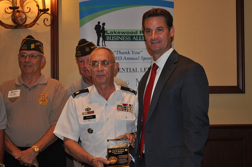 Lee F. Kichen and Rep. Greg Steube together after the presentation.