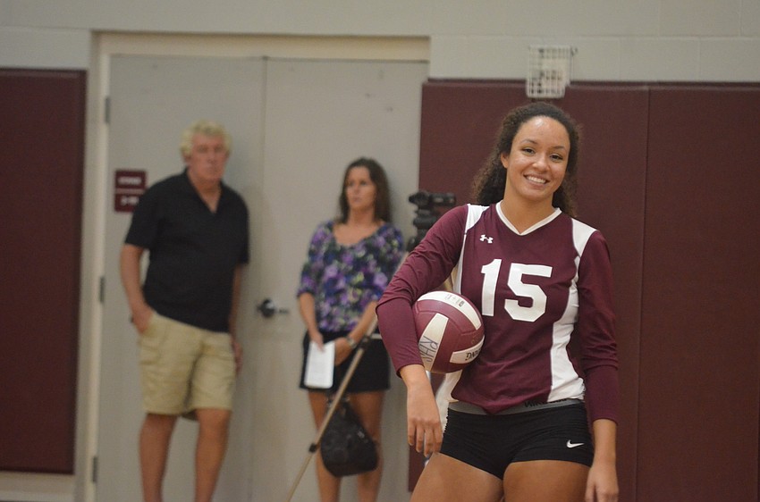 Riverview player Natasha Samuel waits for the play to begin.