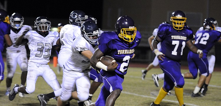 Booker senior running back Marlon Mack scored a pair of touchdowns in the second quarter of the Tornadoes 55-0 victory over ODA Sept. 12.