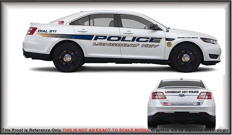 The town's new police vehicles will have a different paint scheme than the current vehicles. (Courtesy Longboat Key Police)