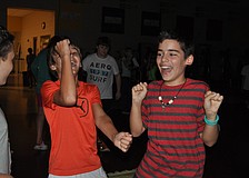 Daniel Hendersan and Aidan Groves do their best worst dance.