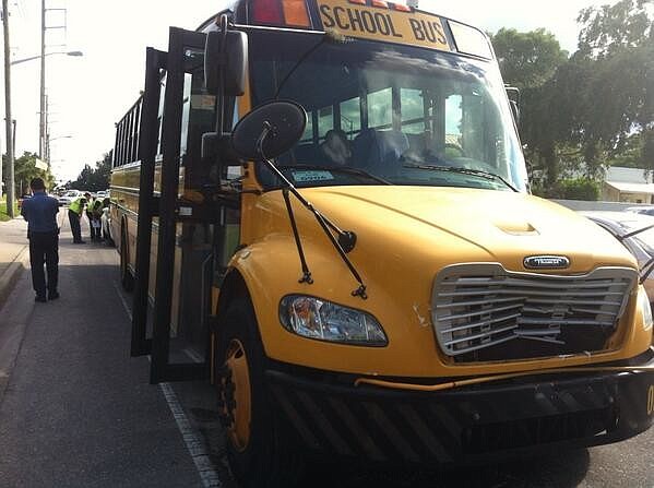 A school bus collides into a garbage truck near the intersection of Ringling Boulevard and Tuttle Avenue. The bus was transporting children from Gulf Gate Elementary to a Boys and Girls Club.