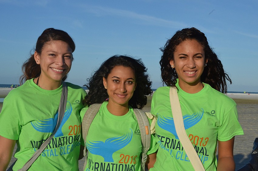 Riverview High School seniors and members of the Do Something Club Ana Orbegozo, Rachael DaSilva and Arianny Bueno spent their Saturday morning cleaning the beach.