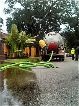City of Sarasota utilities crews are pumping wastewater directly out of the system to alleviate flow from the heavy rainfall.