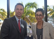 Richard Lawrence of the board of directors with guest speaker Betsy Brown Braun